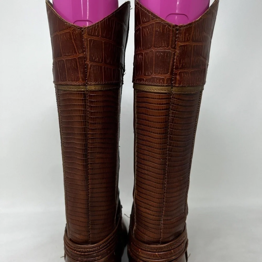 Circle S LTD Women's Western Cowboy Brown Leather Iguana Boots Size 6 M - Picture 6 of 12